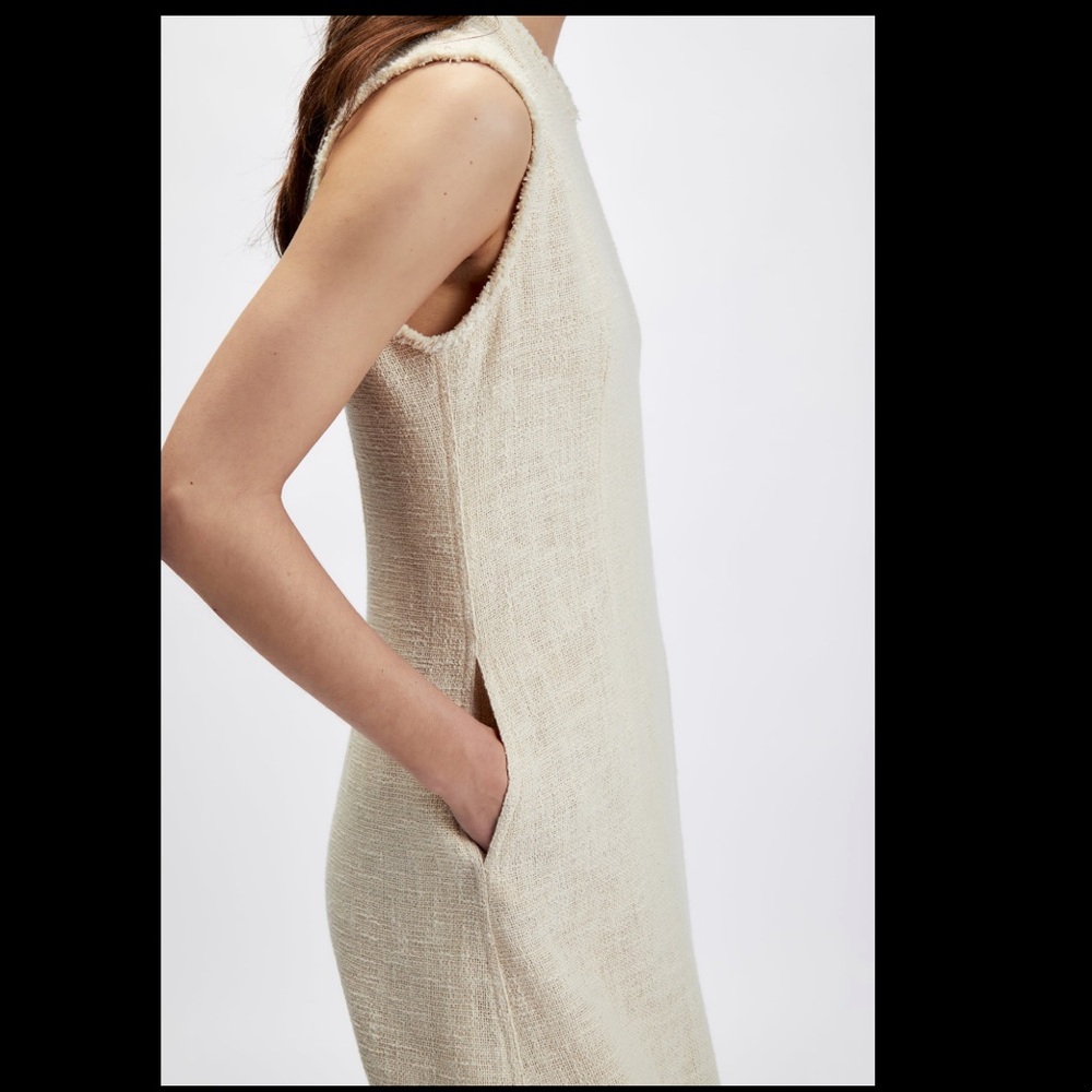 Zara frayed textured midi dress, rustic, neutral - Picture 8 of 12